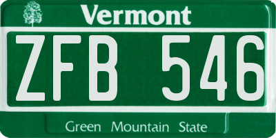 VT license plate ZFB546