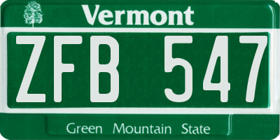 VT license plate ZFB547