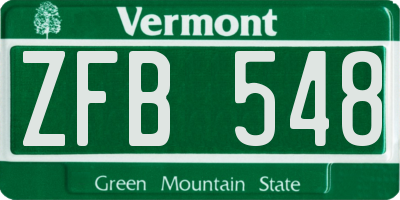 VT license plate ZFB548