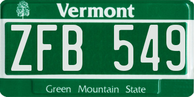 VT license plate ZFB549