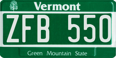 VT license plate ZFB550