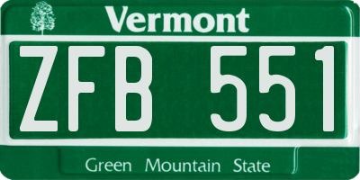 VT license plate ZFB551