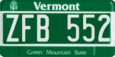 VT license plate ZFB552