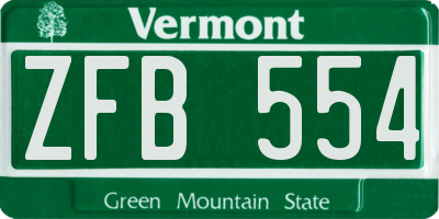 VT license plate ZFB554
