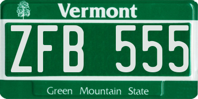 VT license plate ZFB555