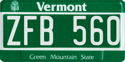 VT license plate ZFB560