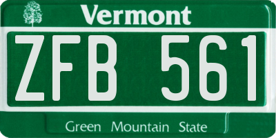 VT license plate ZFB561