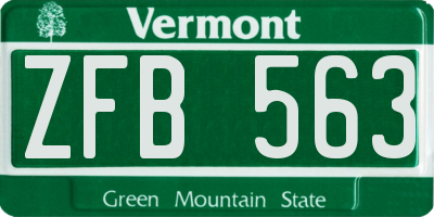 VT license plate ZFB563