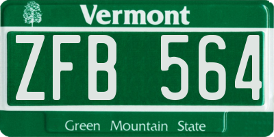 VT license plate ZFB564
