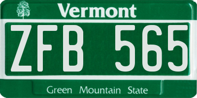VT license plate ZFB565