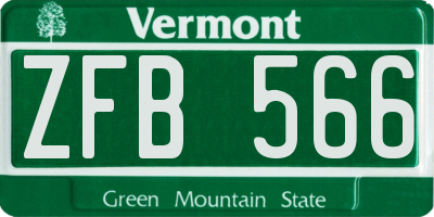 VT license plate ZFB566