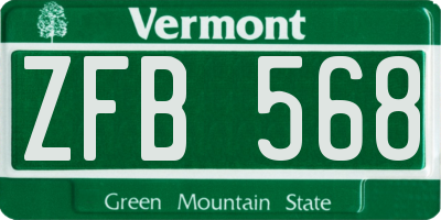 VT license plate ZFB568