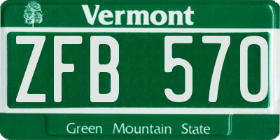 VT license plate ZFB570