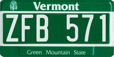VT license plate ZFB571