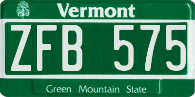 VT license plate ZFB575