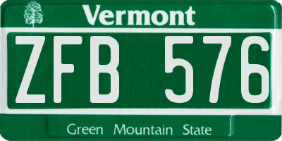 VT license plate ZFB576