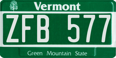 VT license plate ZFB577