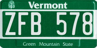 VT license plate ZFB578