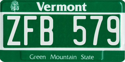 VT license plate ZFB579