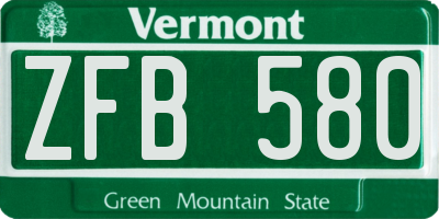 VT license plate ZFB580
