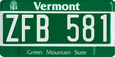 VT license plate ZFB581