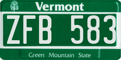 VT license plate ZFB583