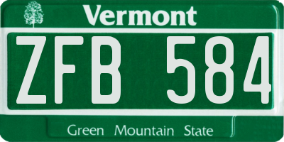 VT license plate ZFB584