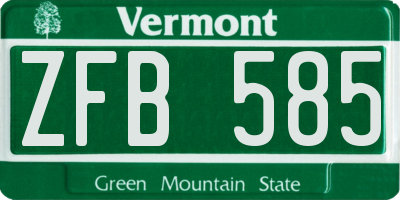 VT license plate ZFB585
