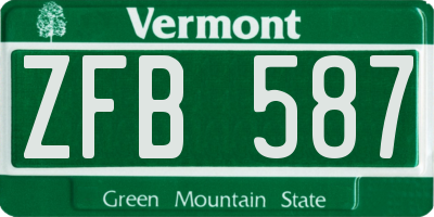 VT license plate ZFB587