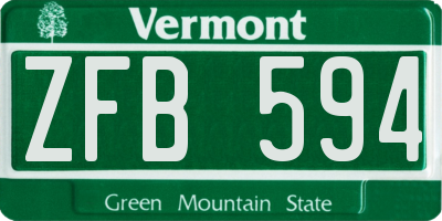VT license plate ZFB594