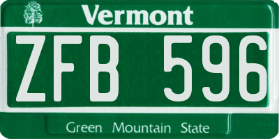 VT license plate ZFB596