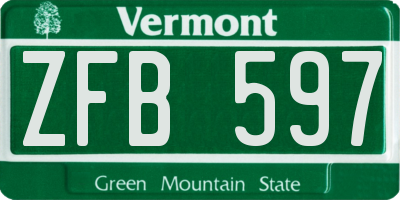 VT license plate ZFB597