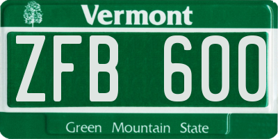 VT license plate ZFB600