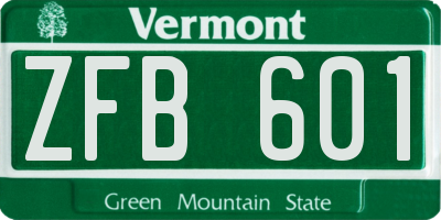 VT license plate ZFB601