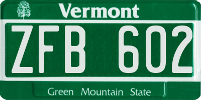 VT license plate ZFB602