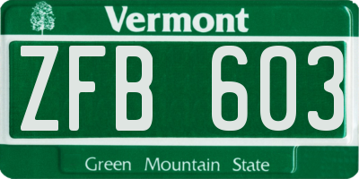 VT license plate ZFB603