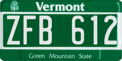 VT license plate ZFB612