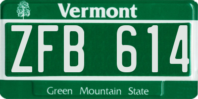 VT license plate ZFB614
