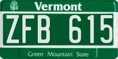 VT license plate ZFB615