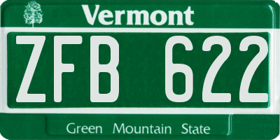 VT license plate ZFB622