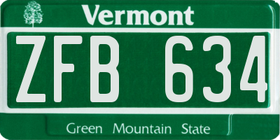 VT license plate ZFB634