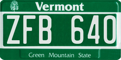 VT license plate ZFB640