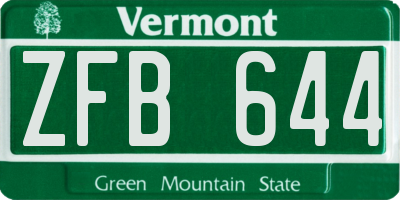 VT license plate ZFB644