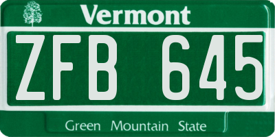 VT license plate ZFB645