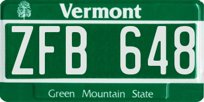 VT license plate ZFB648