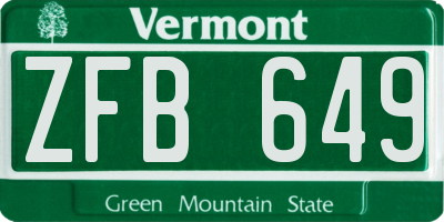 VT license plate ZFB649