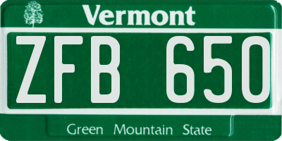 VT license plate ZFB650