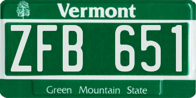 VT license plate ZFB651