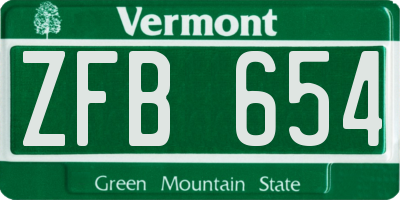 VT license plate ZFB654