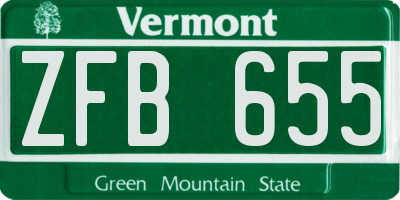 VT license plate ZFB655